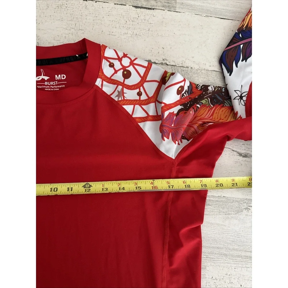Long Sleeve UPF‎ 50+ Baselayer Skins Medium Asymmetric Red Fire